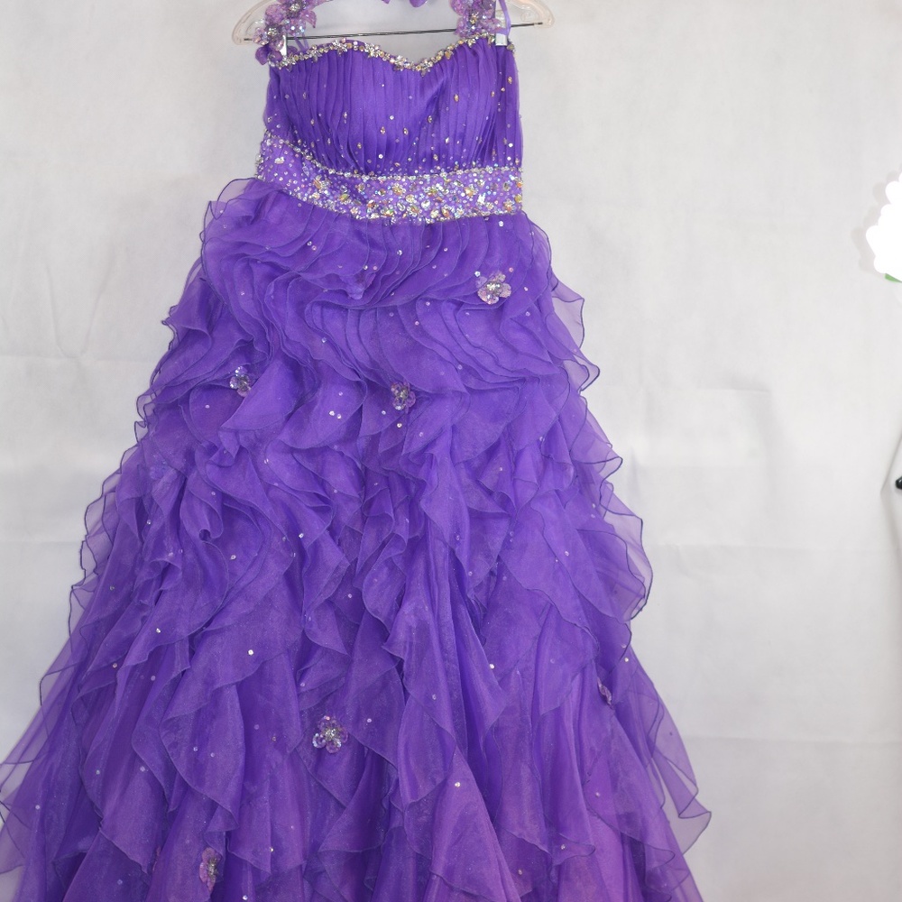 Purple Mori Lee Prom Ruffled Dress SZ S/M